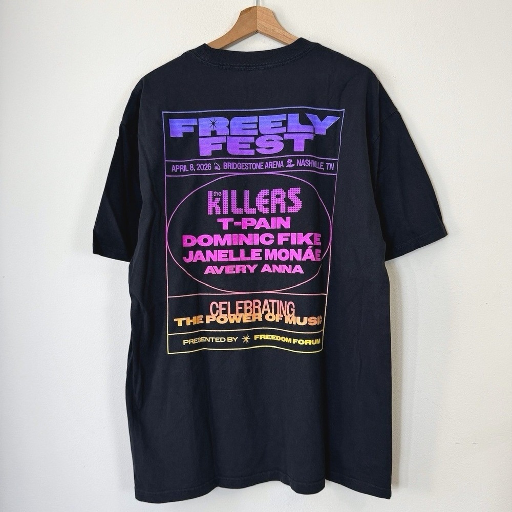 Freely Fest Music Festival The Killers T Pain Black Tee Shirt - Large